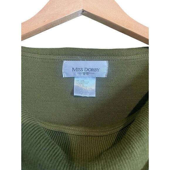 Vintage Green Sweater with Fringe Size XL 90s Boho Miss Dorby - Picture 5 of 5